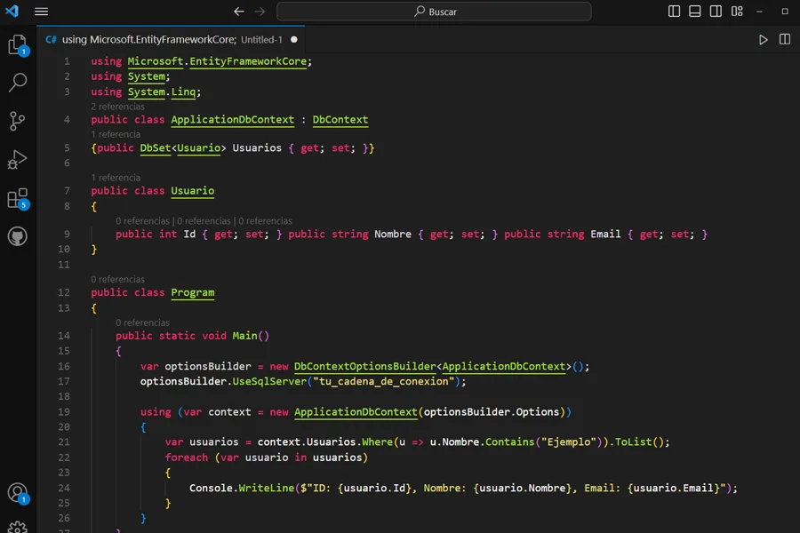 Consultas y operaciones en la base de datos con Entity Framework Core