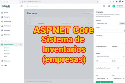 Código fuente del sistema de inventarios con ASPNET Core (módulo empresas)