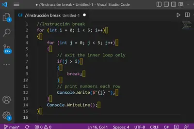 ¿Qué es la instrucción break en C#? 
